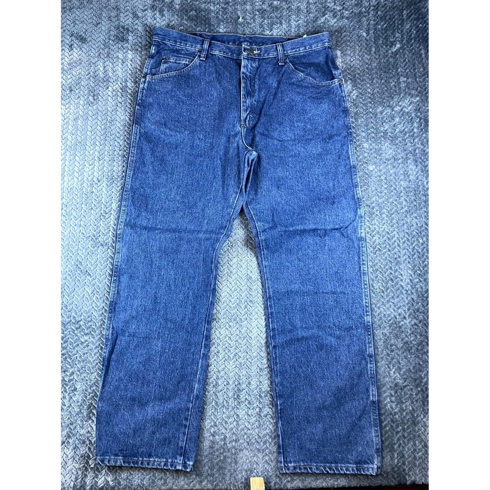 Wrangler Premium Quality Jeans Mens 38x30 Blue Denim Regular Fit Straight Leg